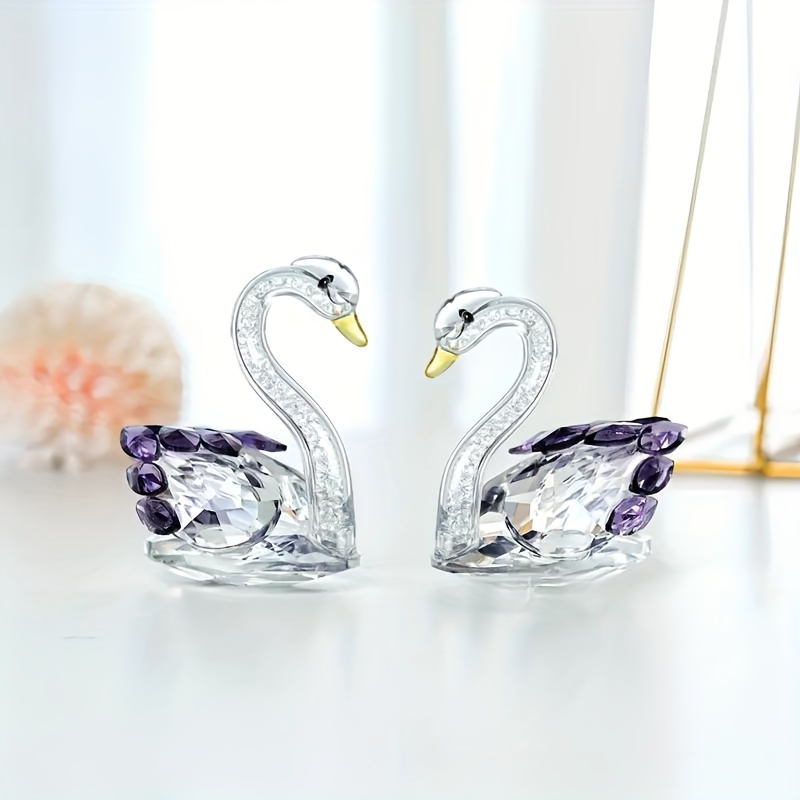 

Elegant Glass Swan Sculpture - Colorful, Modern Cartoon Style For Home & Office Decor | Perfect For Living Room Tabletop, To Valentine's Day Gift