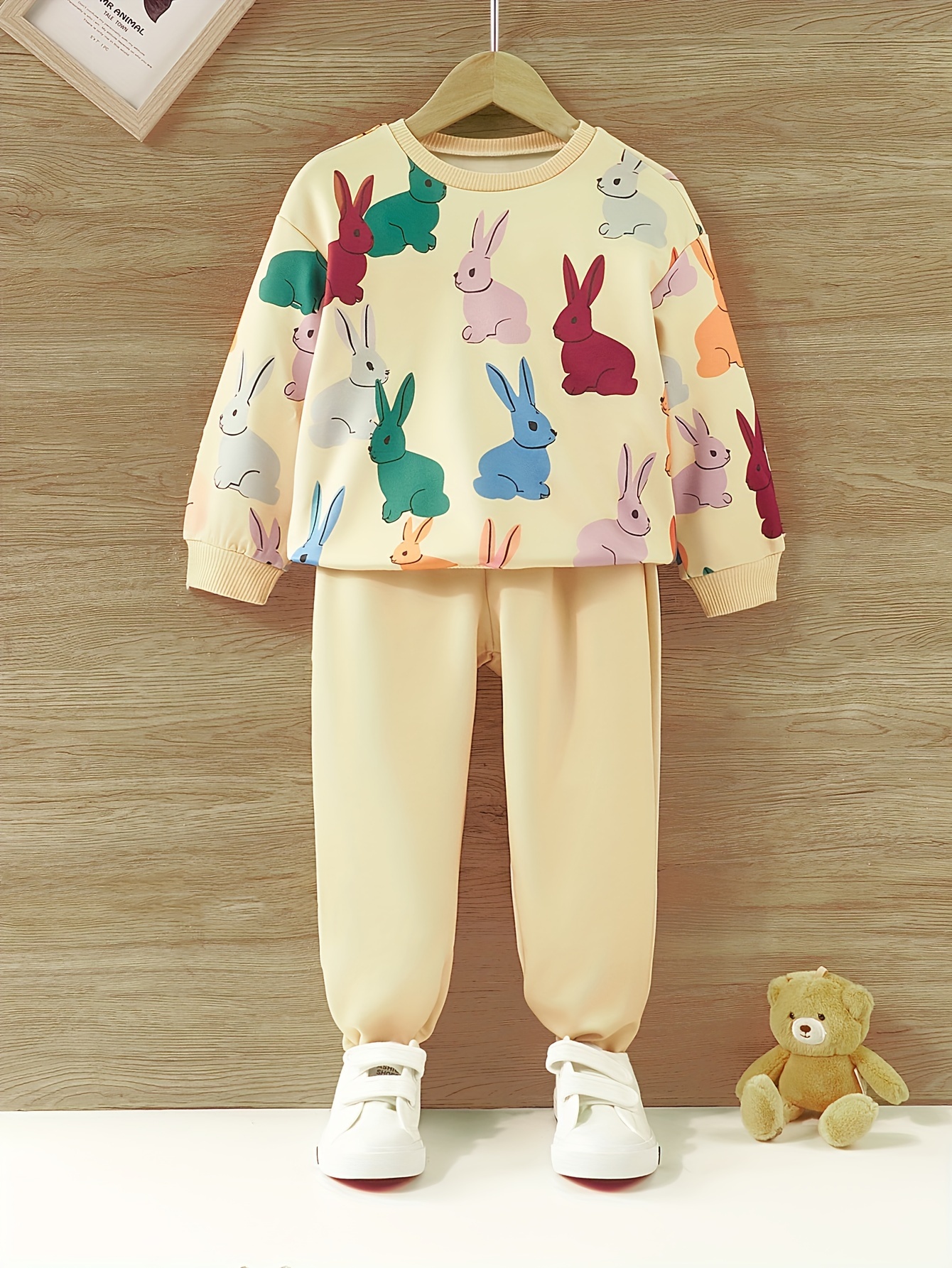 Girls Cute Colorful Cartoon Rabbit Printed Fashion - Temu