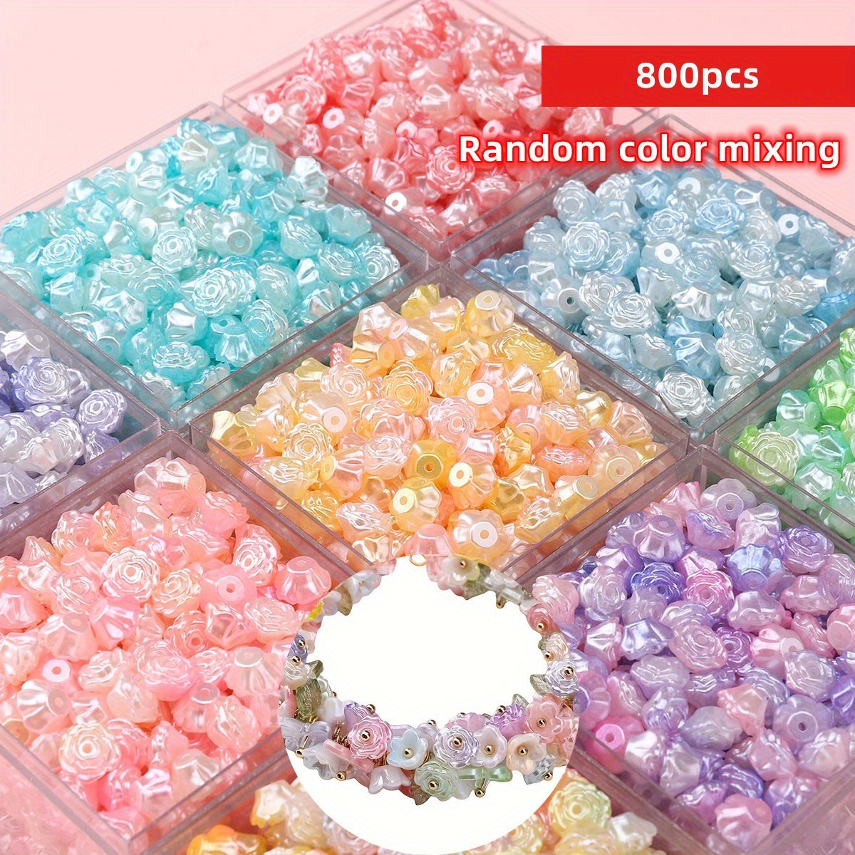 E-shop 800/400 Stück 8mm Zufällige Farbmischung Acryl Doppelfarbige Kamelienperlen für Armband Halskette DIY Handmade DIY Zubehör, Armband Halskette