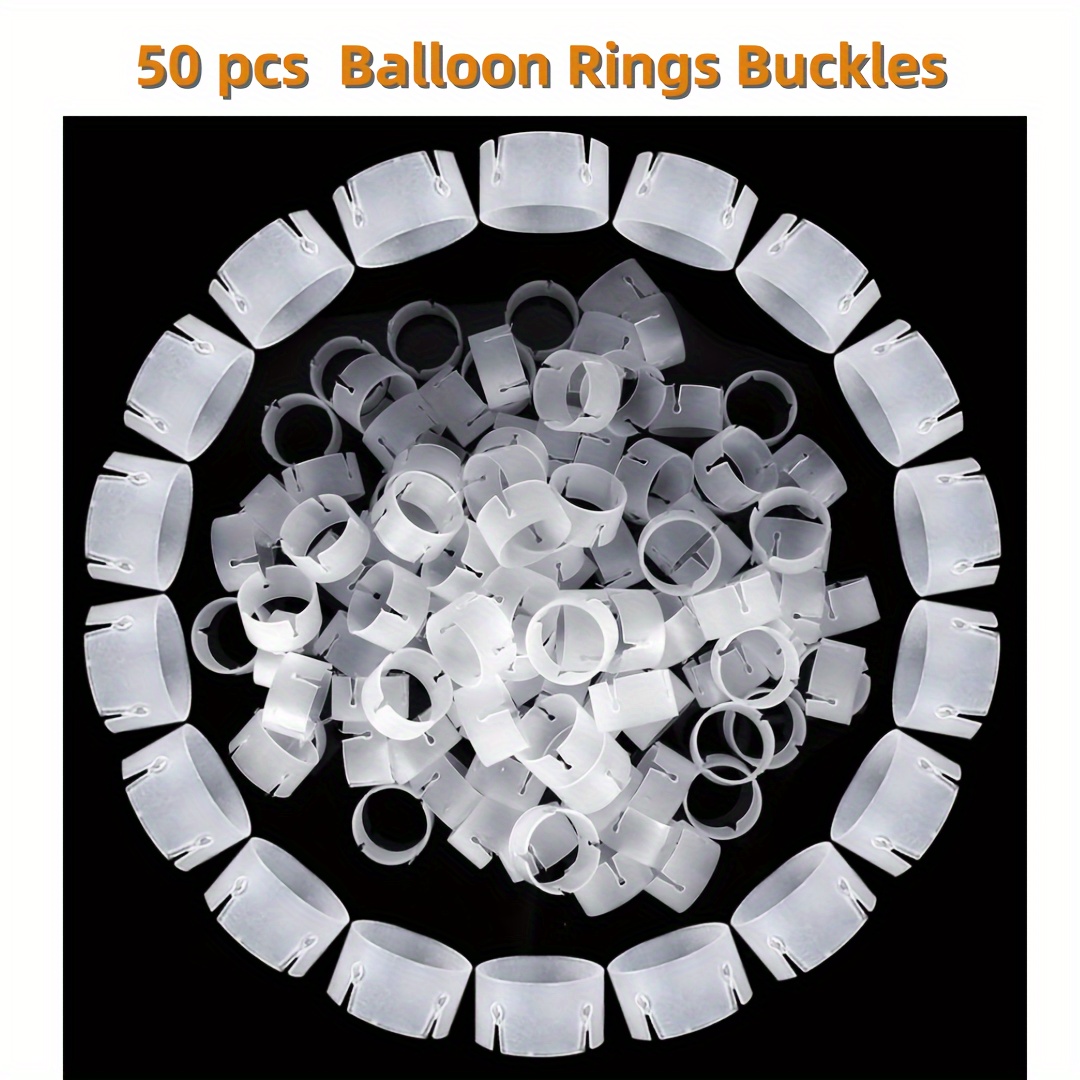 50pcs Balloon Clasps, 1.2M Balloon Strings White Round Plastic Balloon  Clips with Strings for Wedding Party,Christmas Decoration(White)