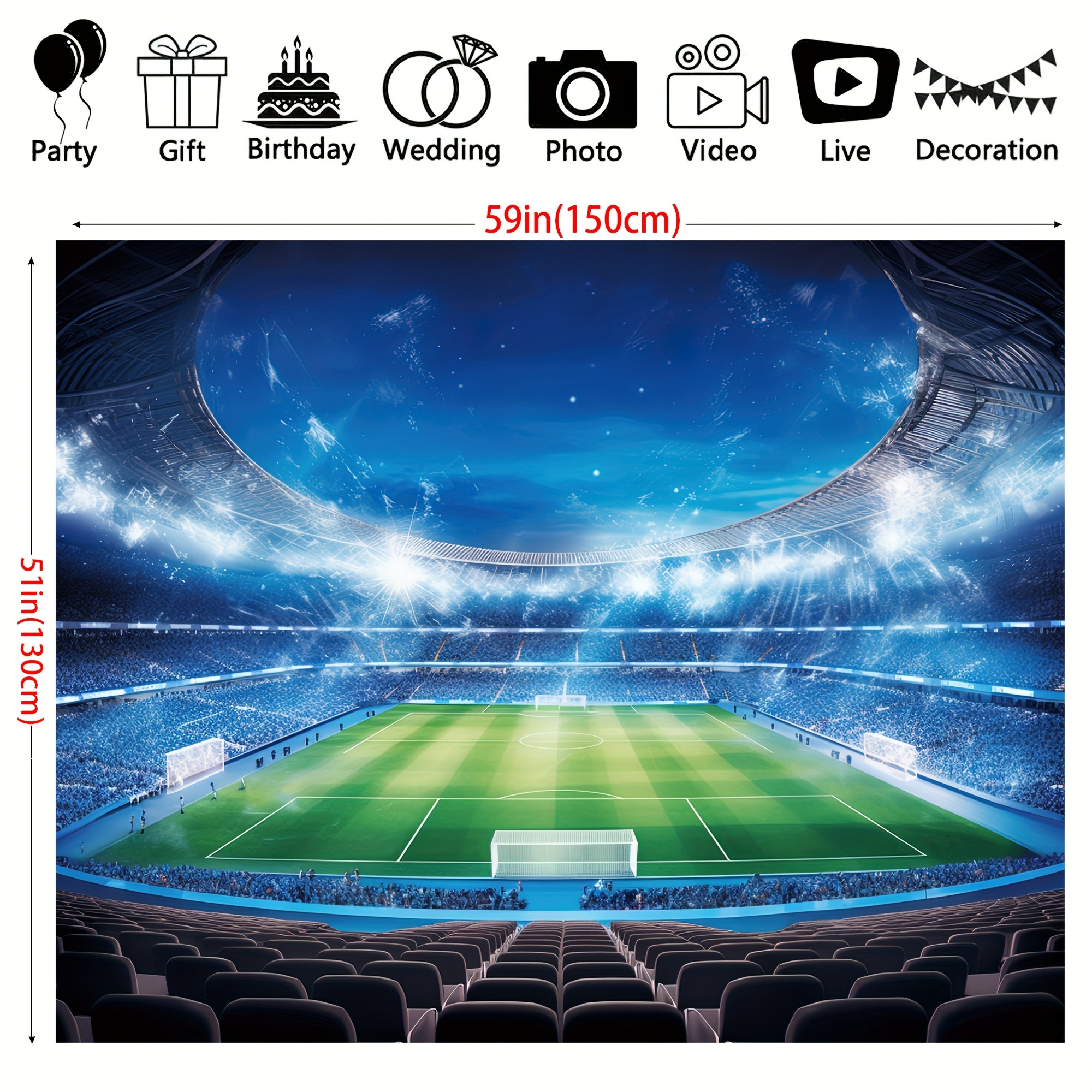 Soccer Field Backdrop Stadium Soccer Competition Fans Night Temu