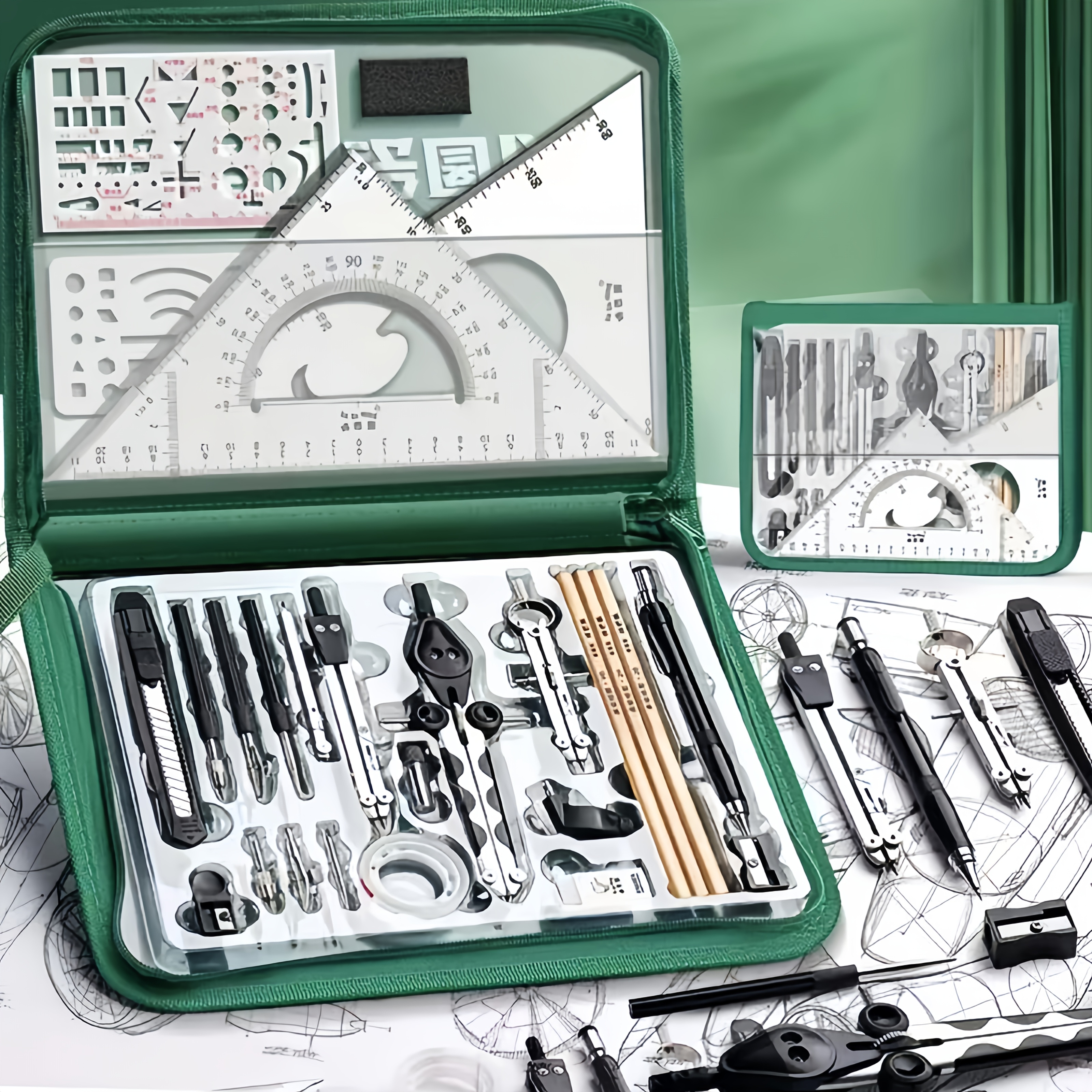 

Engineering Drafting Tools Set, Precision Measuring Instruments Bundle, Other Plastic Construction, With 3 Sizes, , Physics, And Technical Drawing, Professional Measurement Kit