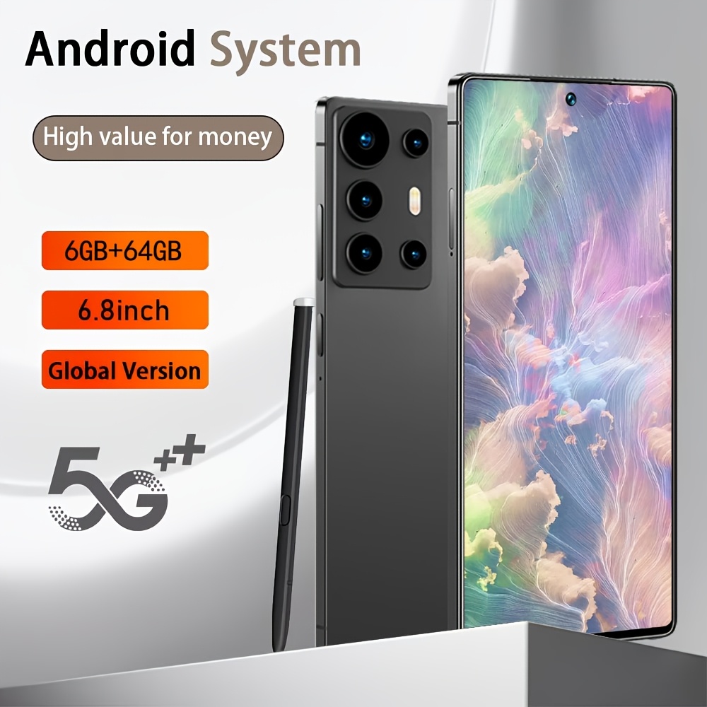 6+64gb Expandable Internal Memory, 2026 Ultra 5g Network Unlocked Smartphone, 6.8 Inch Touch Screen, Stable With Nfc Function, High Definition Shooting Camera Module, Dual Standby Design
