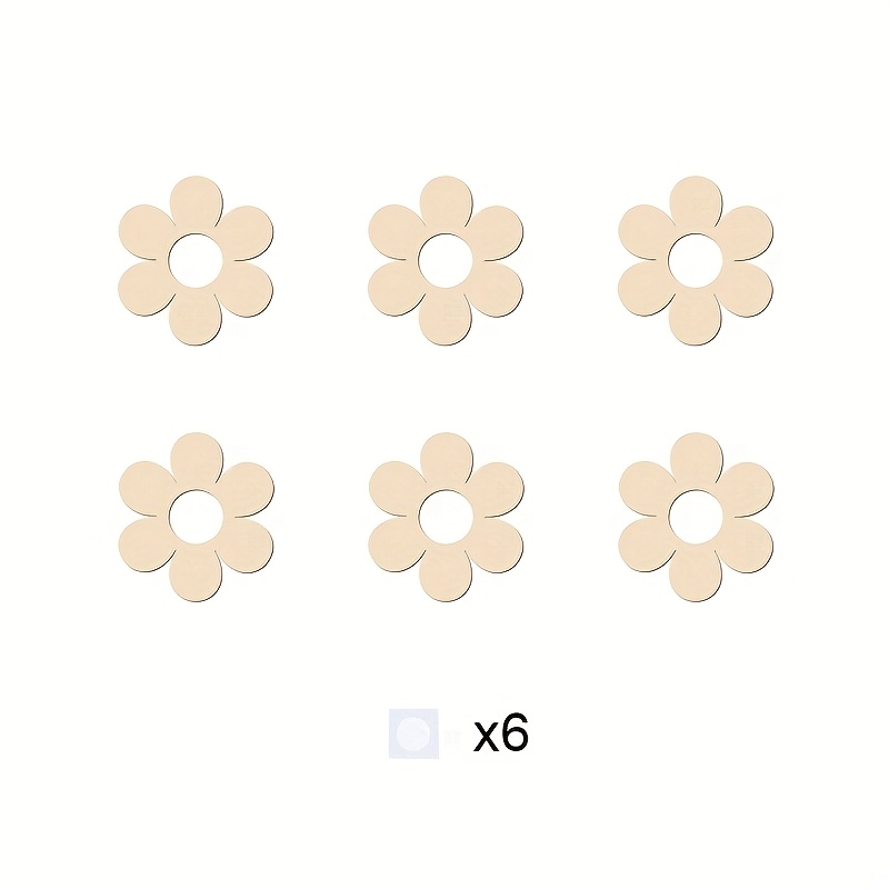 6pcs Wooden Flower Wall Decals - Reusable Art For Birthdays, Easter, Valentine's & More - Home & Party Decor