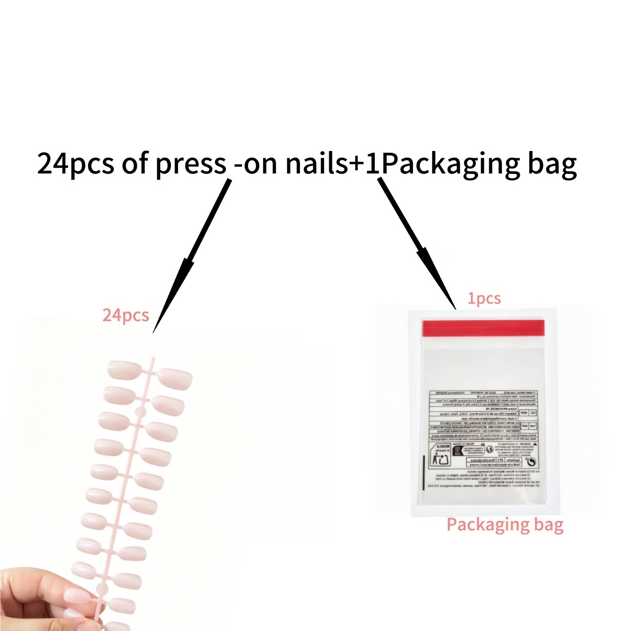 TEMU 25pcs (includes 24pcs Press-on Nail Sheets And 1pc Packaging Bag) Girly Pink Short Oval Press-on False Nails, Fashionable Elegant Fake Nails,