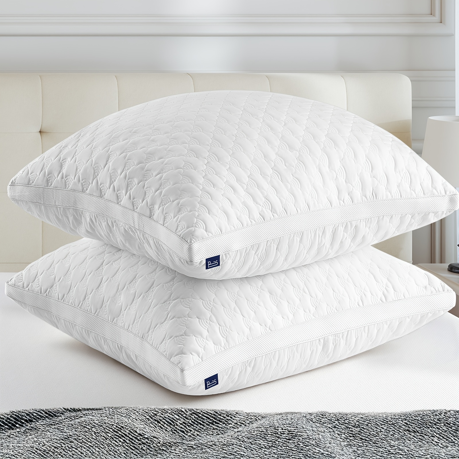 E-shop 2er-Set BedStory Bestickte Polyesterkissen, 80x80cm oder 40x80cm, Flauschige und Weiche Kissen, Hotelbettkissen, Ergonomisches Mikrofaserkissen,