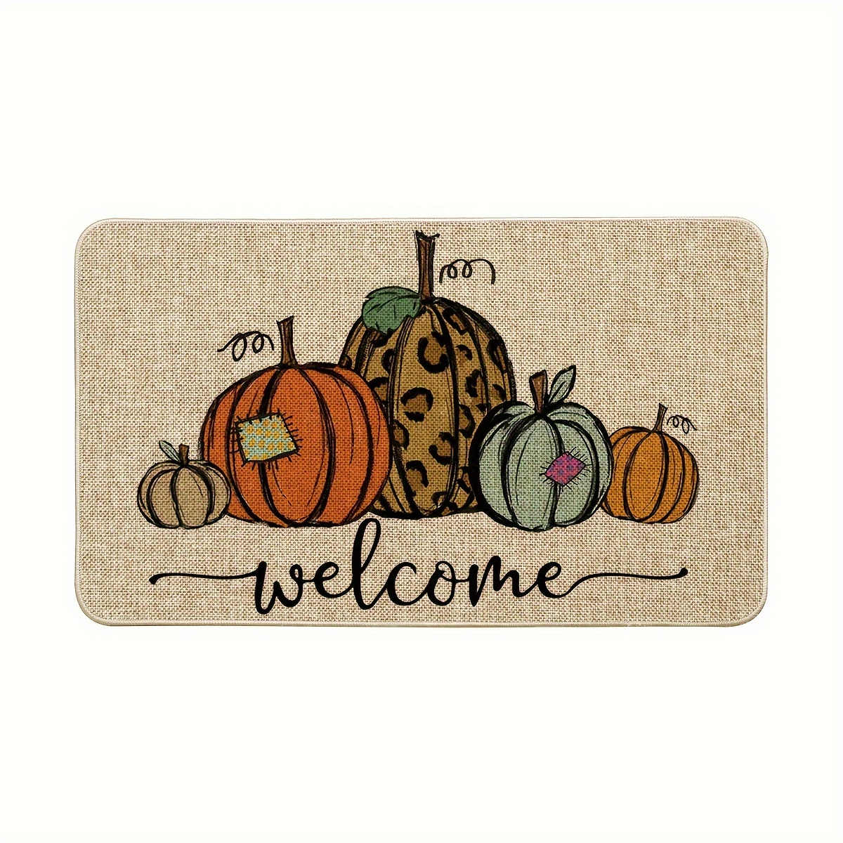 

Sm:)e Pumpkin Welcome Decorative Doormat, Fall Thanksgiving Rustic Yard Floor Mat Switch Mat For Indoor Outdoor