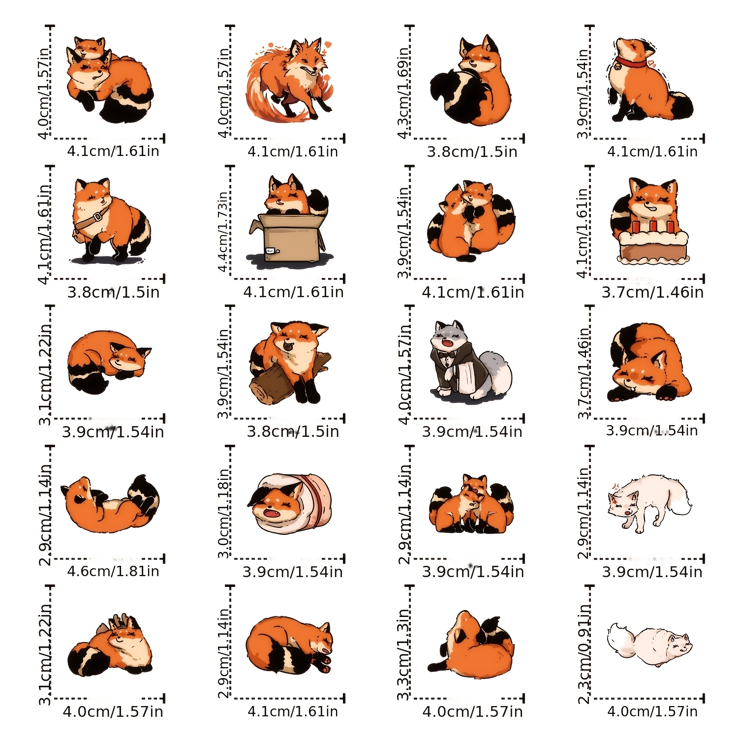 50pcs Fox Cute Aesthetics Vintage Stickers Ins Doodle Cartoon Deacls Pack Halloween Christmas Decoration Suitcase Water Bottle Diy Laptop Skateboard Luggage Party Gift