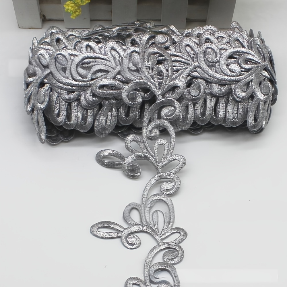Image of 1 Meter Embroidered Lace, Golden/silvery Decorative Fabric Patches, Suitable For Clothing, Hats, Performance Wear, And Home Decor