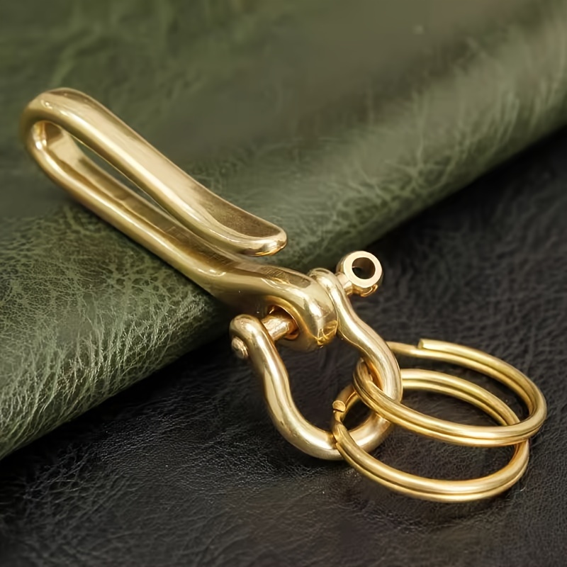 

1pc Vintage Brass Keychain U Hook With Bow Shackle, Belt Clip Fob, Fish Hook Wallet Chain Accessory For Keys And Wallets