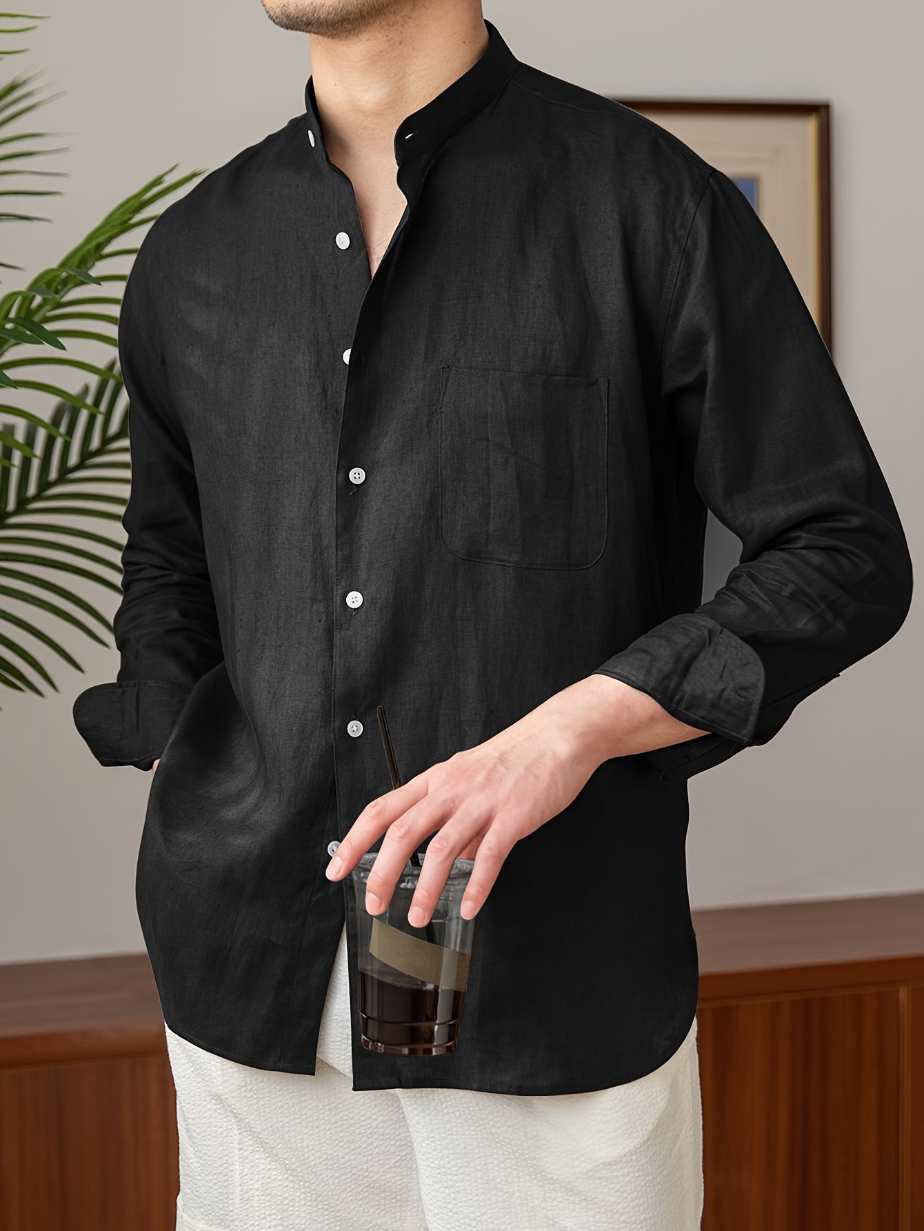 mens linen breathable comfortable long sleeve shirt summer - Temu Belgium