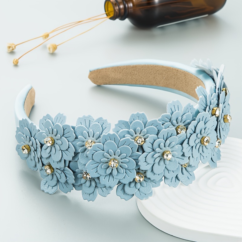E-shop Europa und die Vereinigten Staaten Neues mehrschichtiges Kunstleder Blumen-Stirnband Damen Kleines Frisches Farben Blumen-Stirnband Schwamm