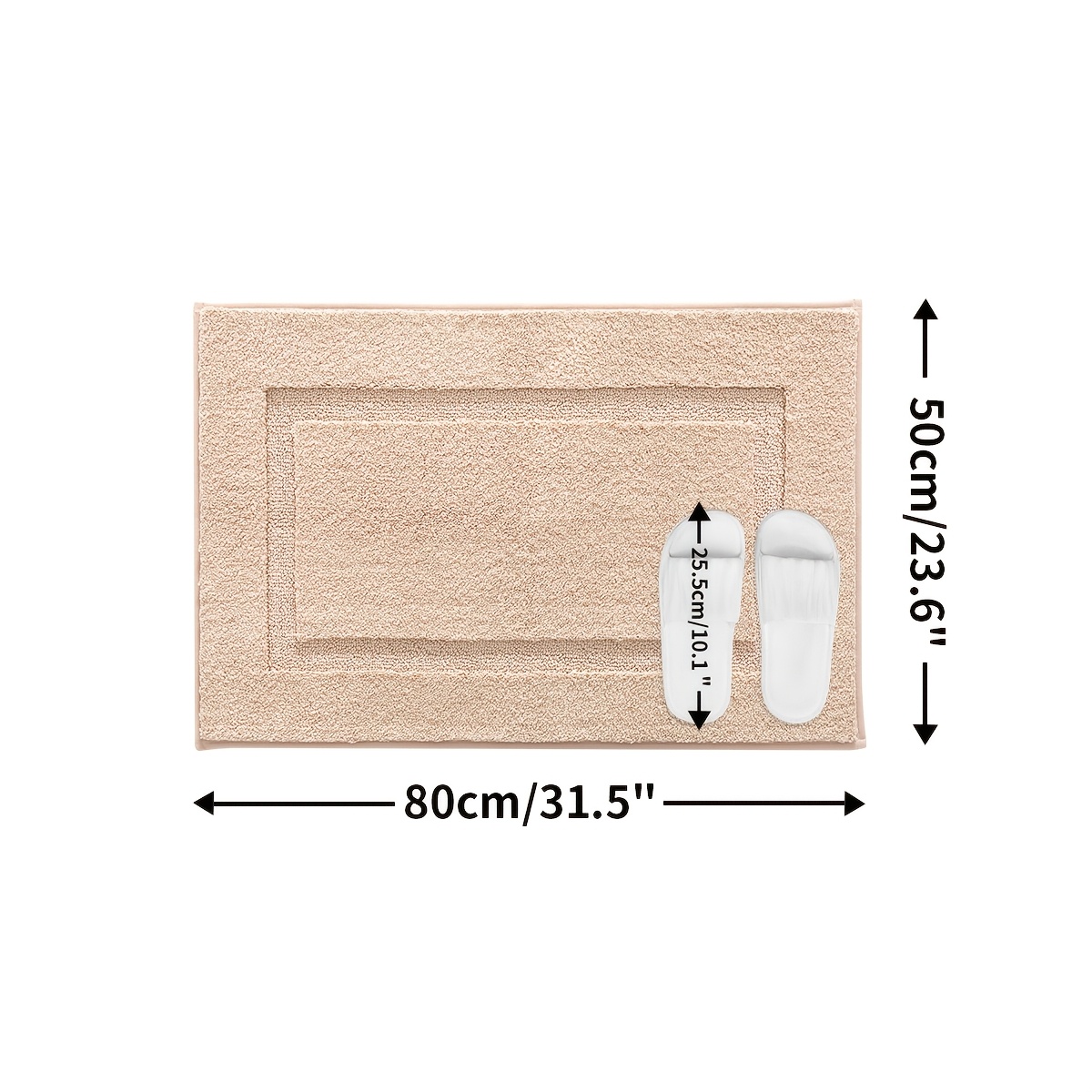 Image of Bathroom Floor Mat (40x60cm/50x8cm), Machine Washable Anti-slip Bath Mat, Absorbent And Quick Drying, With Rubber Anti-slip Layer On Back, Plush Bathtub Mat, Gray/khaki Color