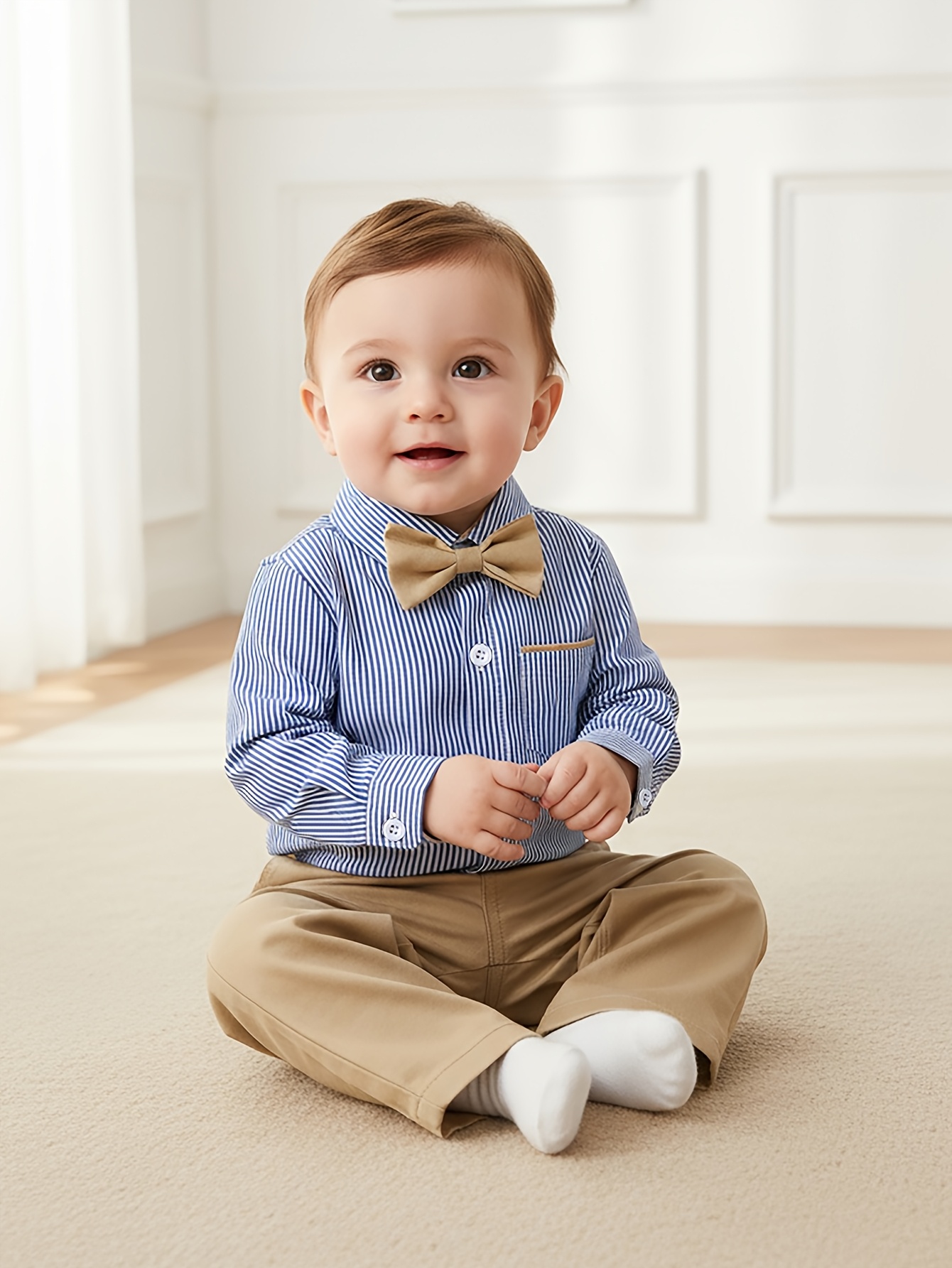 Baby Boy Shirt * Dress Shirt Random Stripes All-Match Comfortable Suitable  for Daily School Activities And Festive Outfits