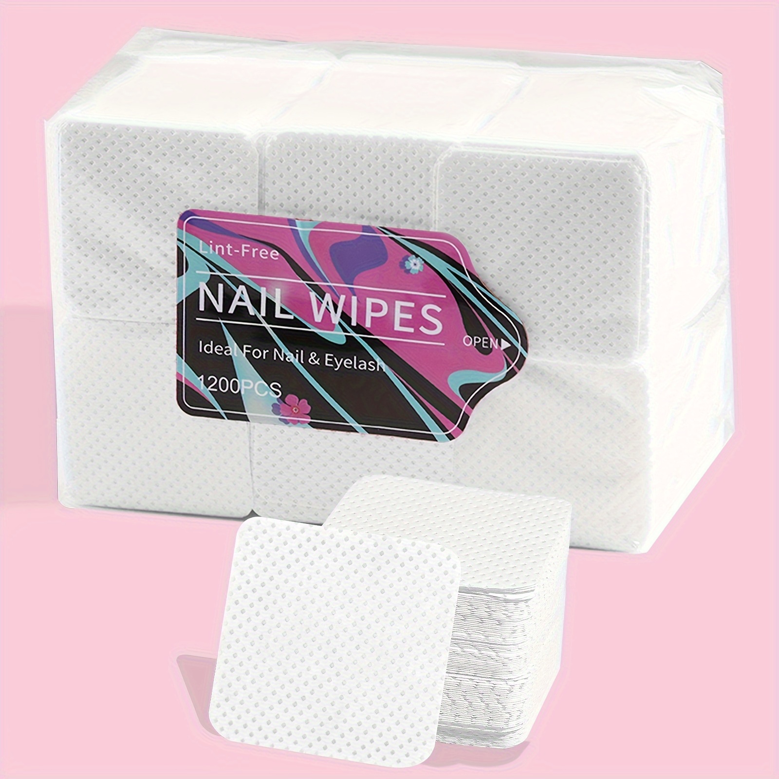 

1200pcs White Nail Polish Remover Wipes Nail Cleaning Pads, Non Woven Nail Pads For Women Girl