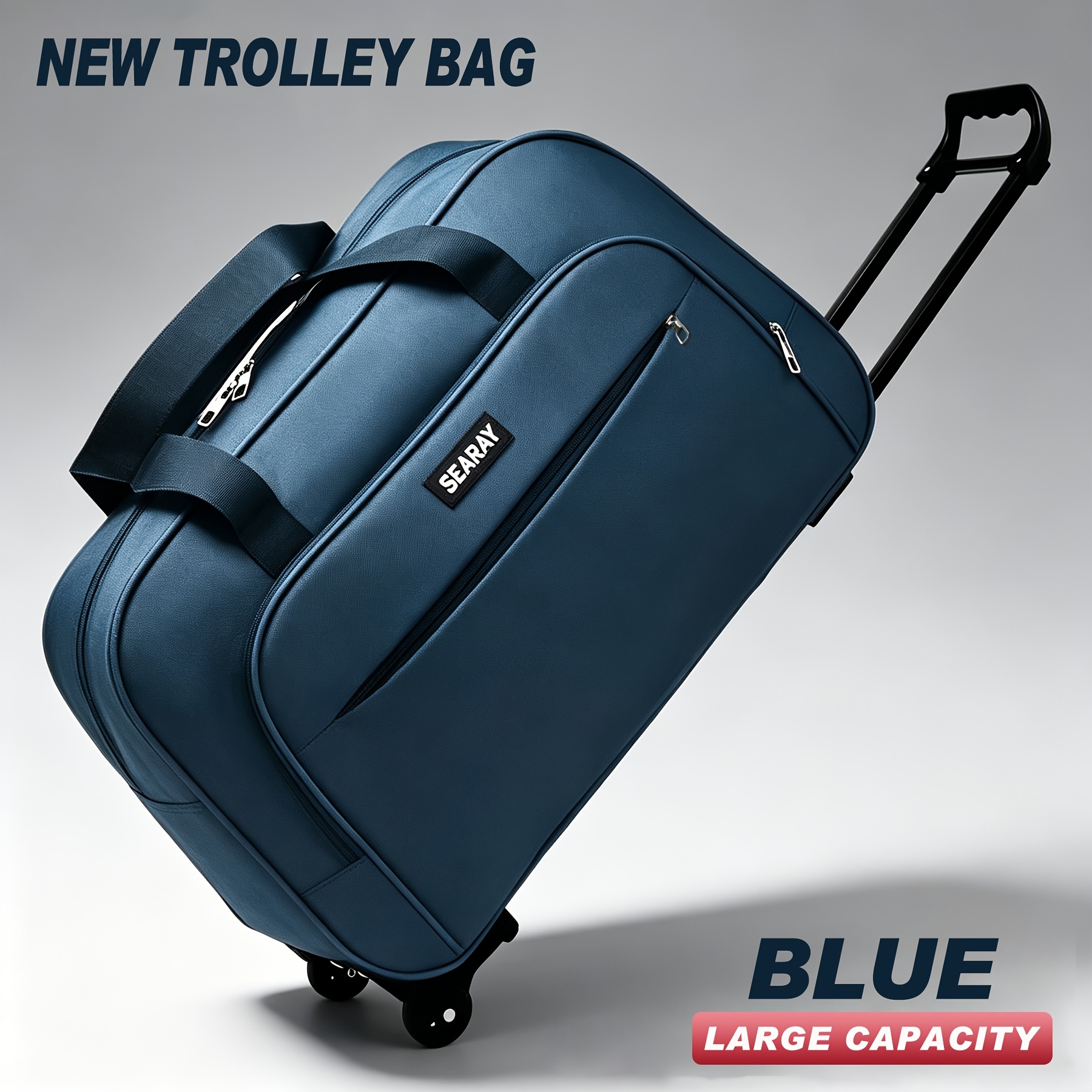 TEMU Telescopic Trolley Travel Bag, Multifunctional Wheeled Large Capacity Luggage Duffle, Scratch And Wear Resistant Storage Bag, Dual Carry Design: