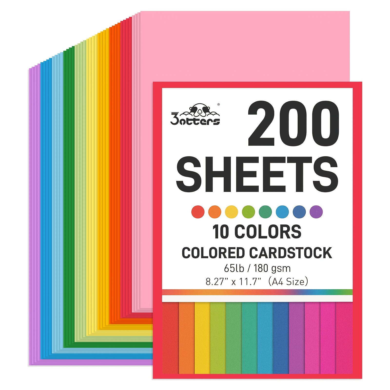 TEMU 200 Sheets Of High-quality A4 Colored Cardstock In 10 Different Colors, 65lb And 180gsm Thickness, Ideal For Crafting, Card Creation,
