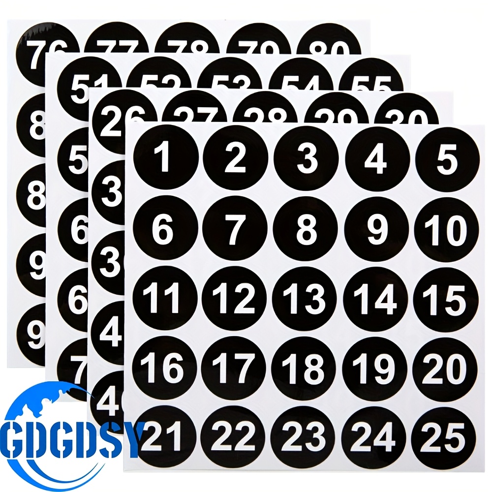 TEMU Self-adhesive Vinyl Number Labels In Black, Ranging From 1 To 100, Measuring 1.5 Inches. Perfect For Organizing, Inventory, Storage, Boxes, And