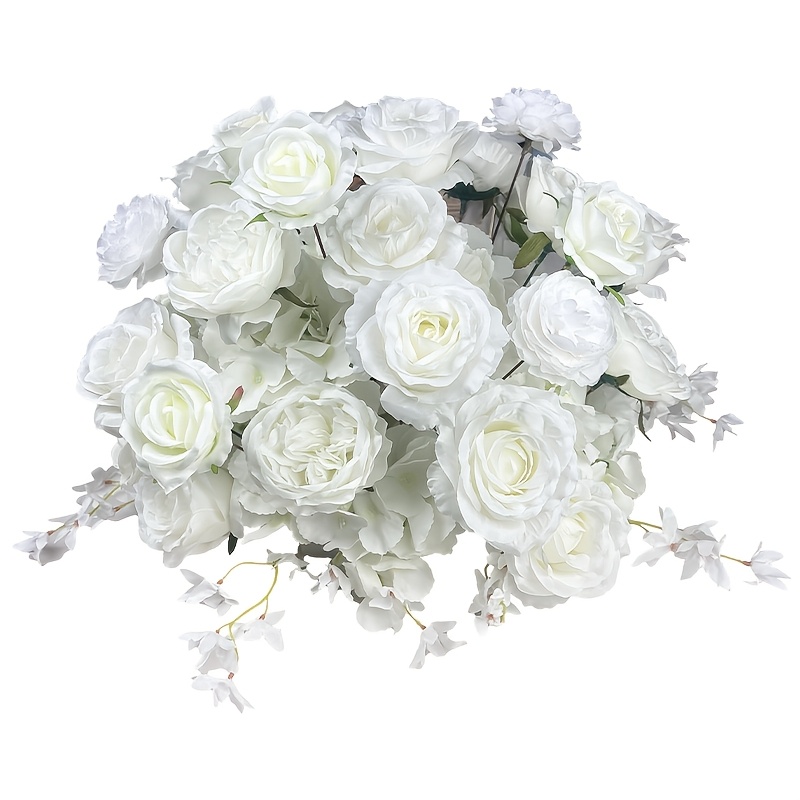 Realistic Artificial Flower Bouquet - 40cm Wedding Table Centerpiece With Roses, Plastic Suitable For Weddings, Engagements, - Low-maintenance Elegant Table Flower Arrangement