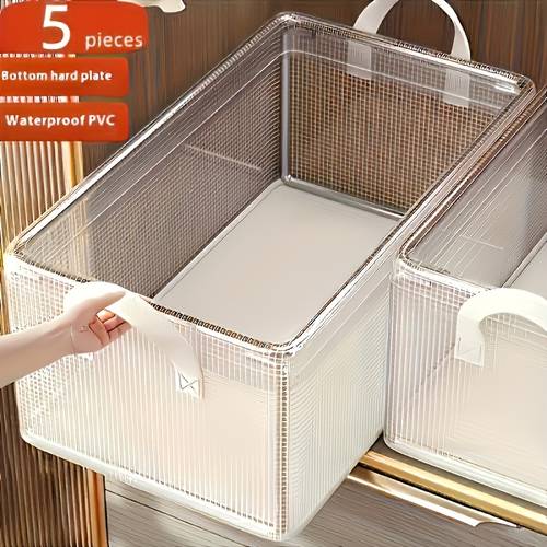 item picture a set of 5 foldable storage boxes for under the bed durable clothing containers with removable liners stackable and waterproof suitable for pants t shirts socks and accessories