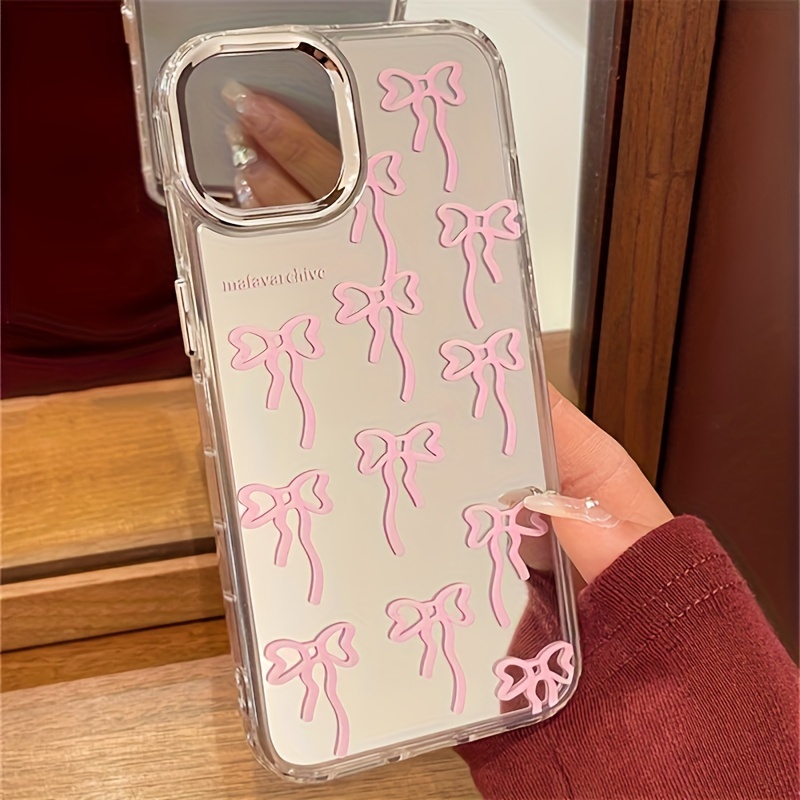 

Cute Pink Bow Design Mirror Finish Tpu Phone Case & Cover Bundle