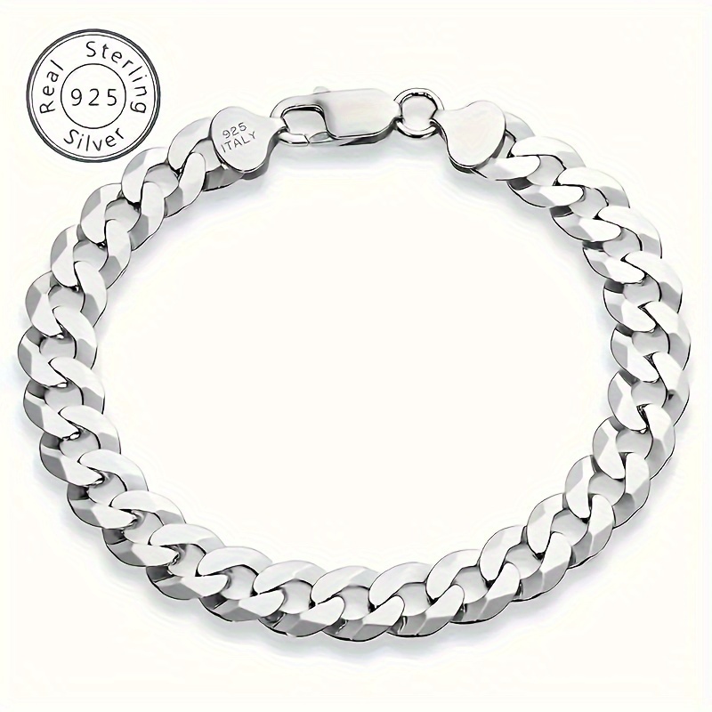 

925 Men's Trend Bracelet Upgraded Cuban Bracelet Simple And Elegant Complimentary Gift Box