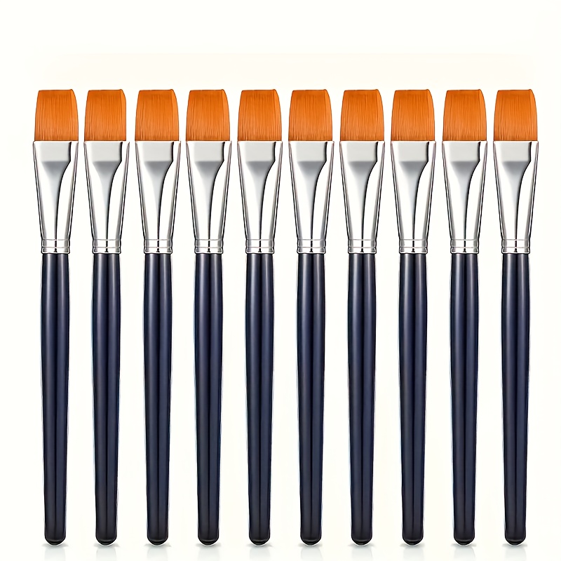 

10- Brushes For & Watercolor, - Synthetic Bristles, Wood Brushes For