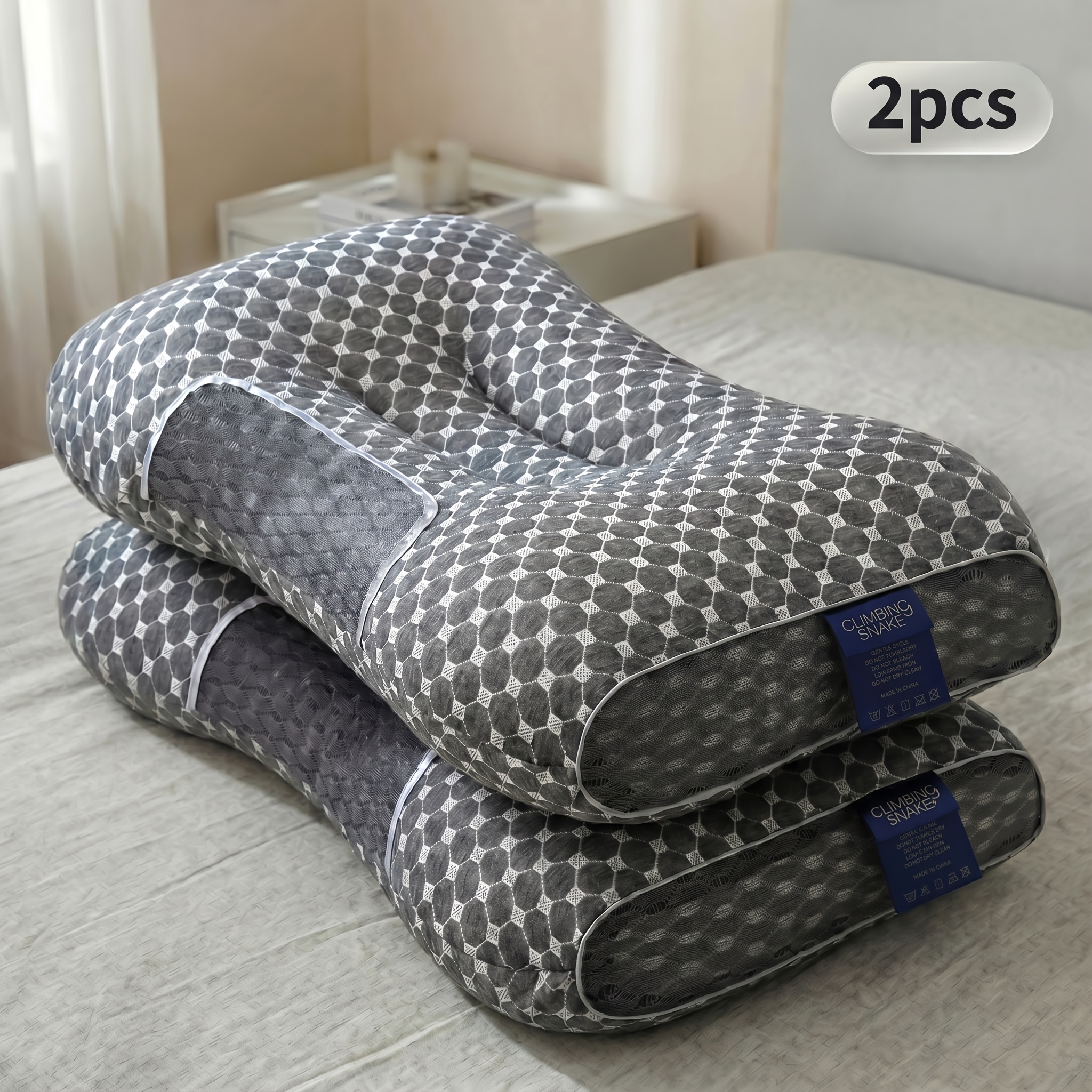 2pcs Neck Pillows With Lightweight And Breathable Fabric, High , Not For Easy To , Ergonomically Contoured To Fit Neck Effectively Shoulder And Neck Discomfort, Comes With Removable Zipper Cover For