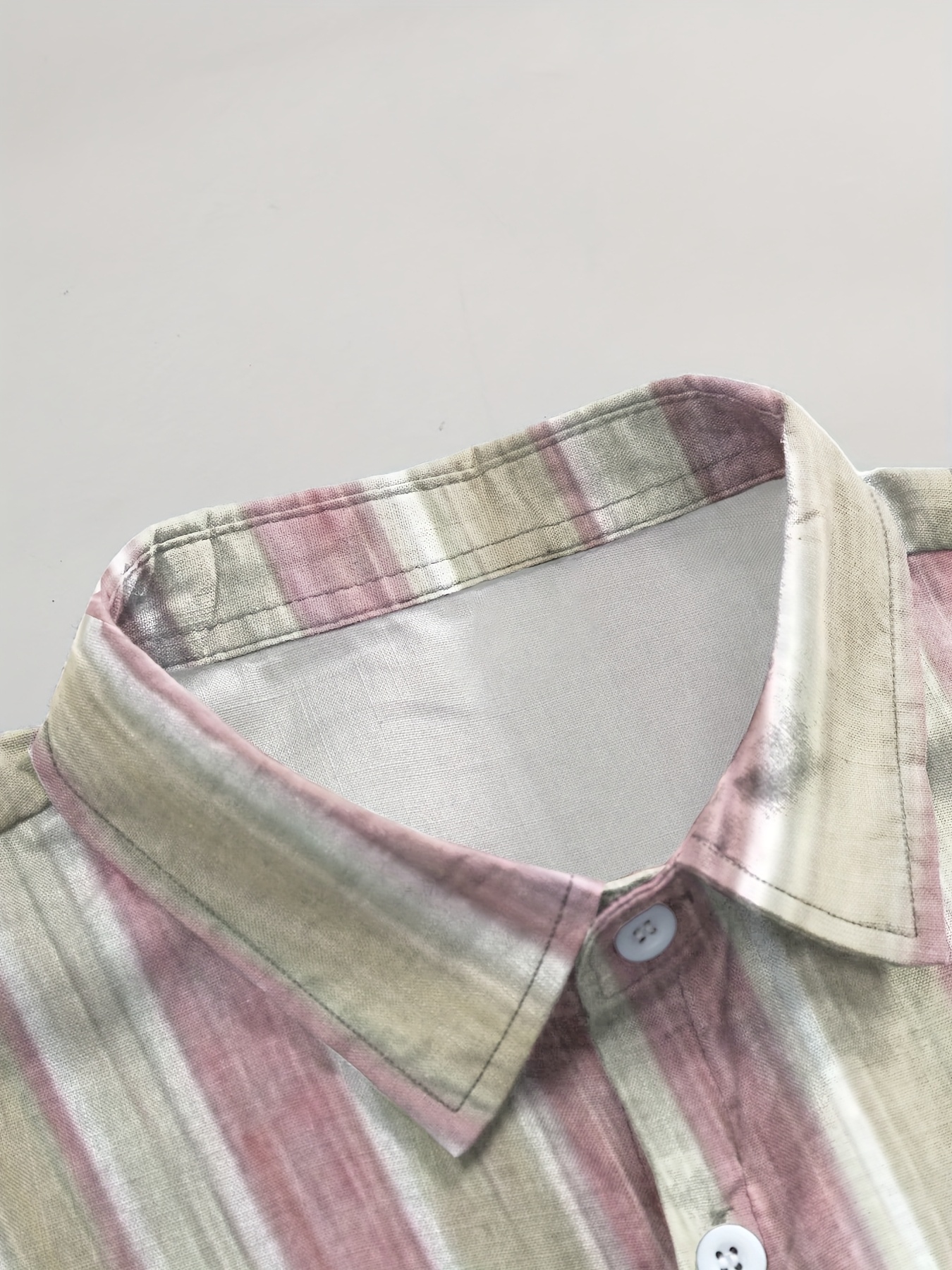 Men'S Casual Striped Short Sleeve Button-Up Shirt - Light Blue & White Vertical Stripes, Collar, Regular Fit Summer Casual Wear, Short Sleeve Button Blouses, PLUS SIZE