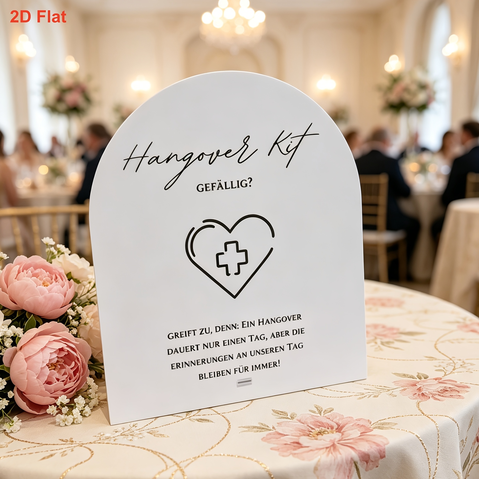 TEMU 2d Flat, 1pc Funny Hangover Recovery Kit Sign - Cross Acrylic Table Decor Suitable For Wedding, Birthday Party, Wedding Guest Table Centerpiece,
