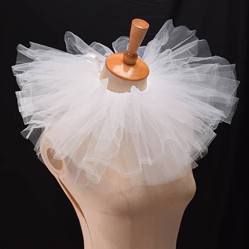 guler ușor din plasă cu volane, stil clown vintage, accesoriu de gât cu plasă stratificată în stil victorian, guler detașabil cu volane, potrivit pentru halloween, cosplay de , petreceri tematice de renascentistă