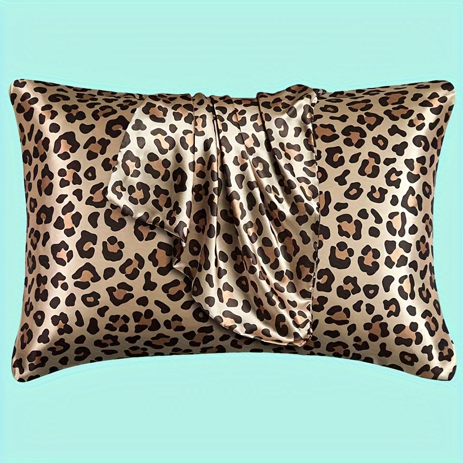 

2pcs Satin Pillowcase, Soft Leopard Print Pillow Cover For Sleeping, Pillow Case With Envelope Opening Design, Bedding