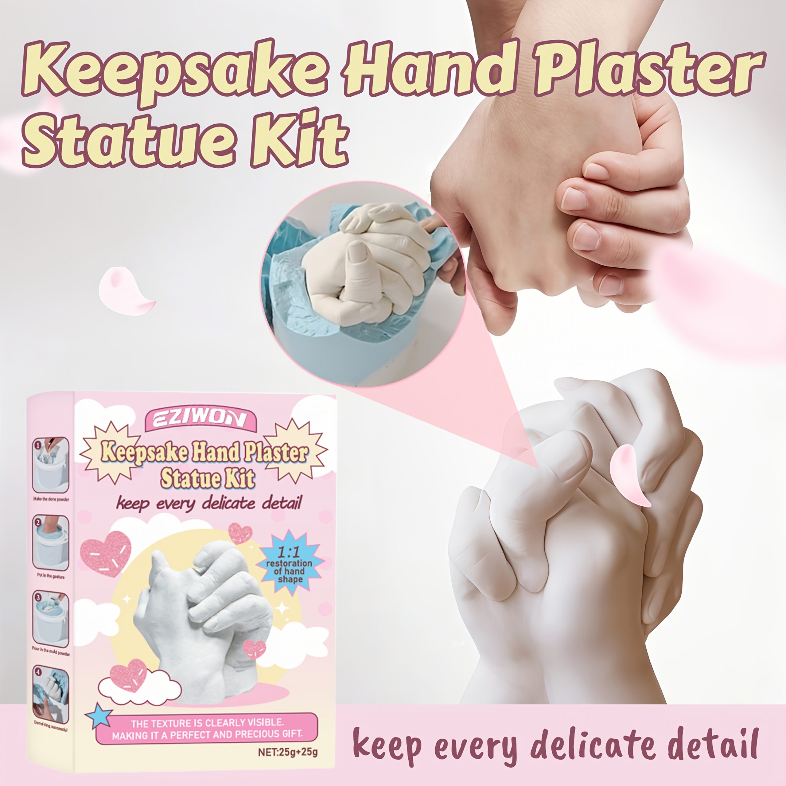 sculpture composite material gentle formula non harmful to hands perfect gift for birthdays valentines day weddings christmas etc diy hand and   models 3d plaster hand casting kit