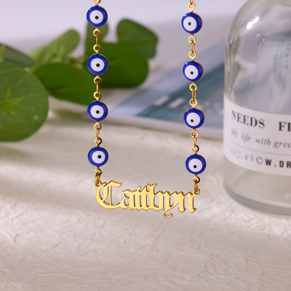 Custom Name Necklace in Ancient English Font, Gift for Her