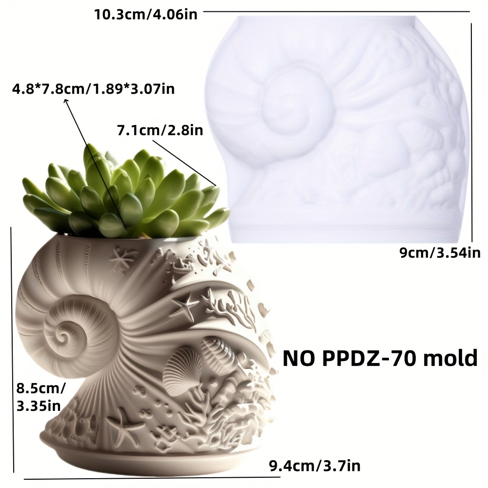 Silicone Mold For Resin Art - Conch Design With Starfish, Shells & Coral Embossed Patterns - Perfect For Succulent Planters, Storage Boxes, Concrete Cement, And Candle Cups - Durable Diy Craft Tool