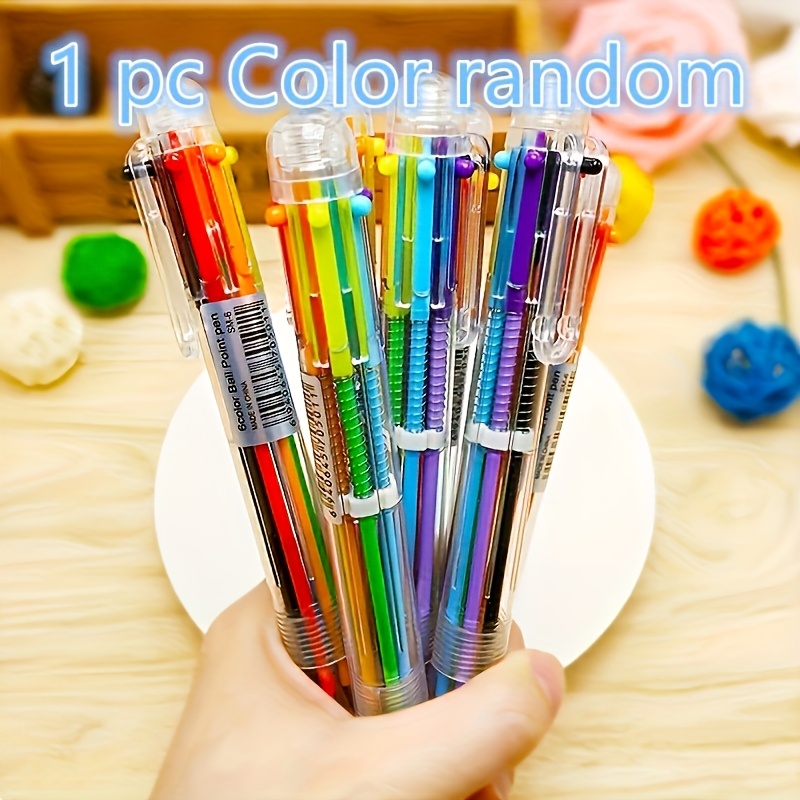 

1pc Color Random 6-color Smooth Ballpoint Pen Set—vibrant —— School And Art Projects