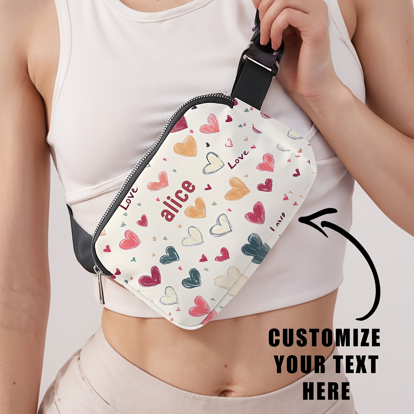 TEMU Una bolsa de cintura personalizada, una bolsa de almacenamiento personalizada, puede ser diseñada tus necesidades (fotografía, , ilustración), ,