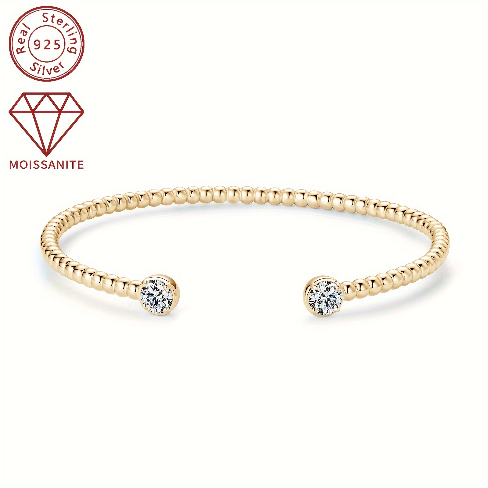 silver weight 10 19g moissanite 5mm 2pcs total carat 1 0ct   925 silvery moissanite ladies bracelet solid 925 silvery fashionable open bracelet 925 silvery inner diameter 59mm details 7