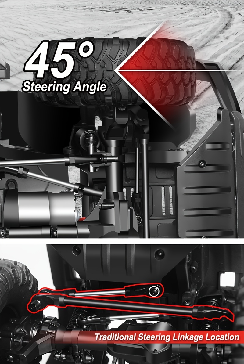 1/10 Scale RC Crawler with LED Lights & Winch - 4x4 Off-Road Remote Control Truck, High/Low Speed, RTR Rock Buggy with, Compatible with, for Adults &, Off-Road Racing - Ideal Gift for RC Car Enthusiasts, Outdoor Adventure, Aggressive Design, Sturdy Construction