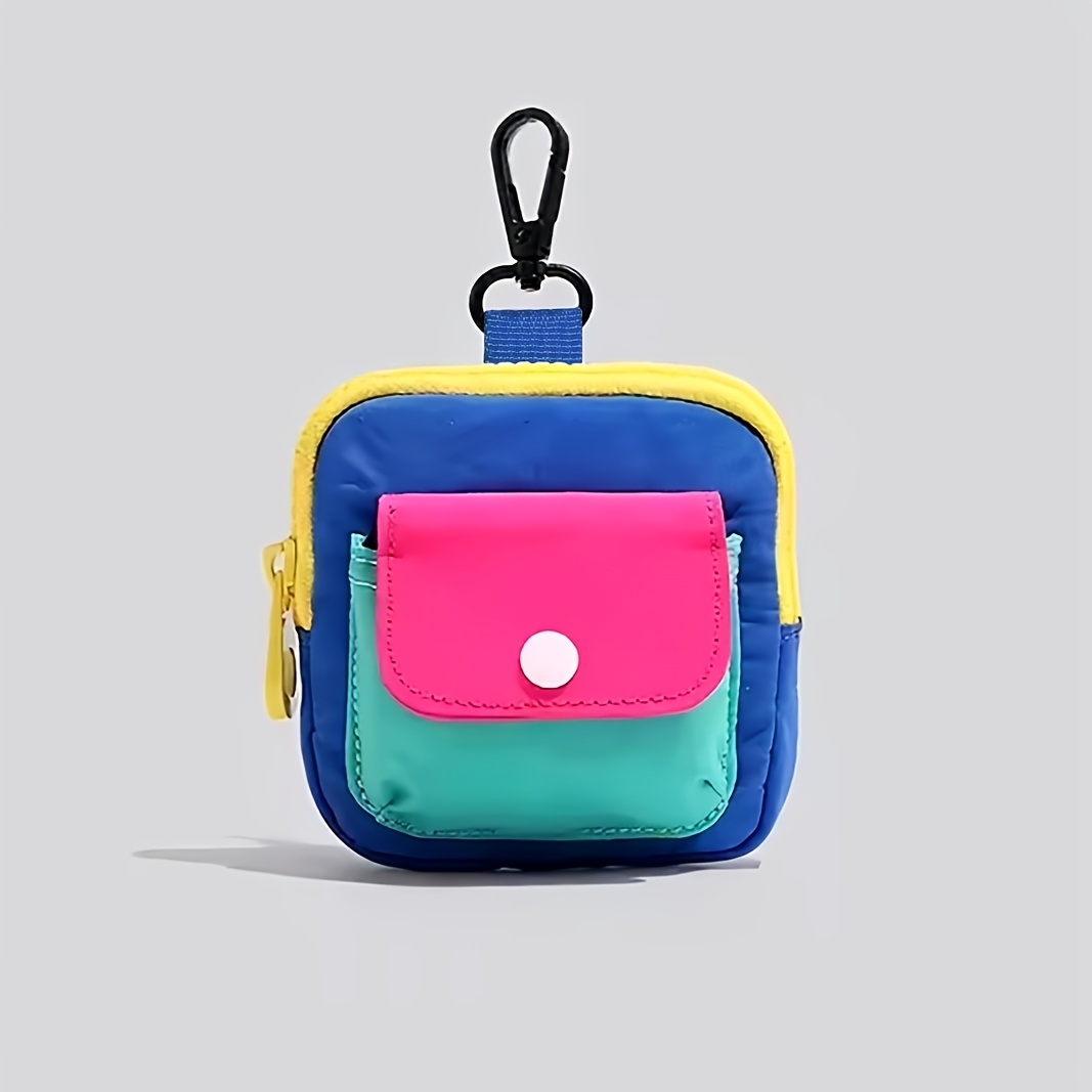 E-shop Macaron-Stil Tragbare Münzbörse & Mini-Organizer – Kompakte Nylon-Tasche für Ohrhörer, Lippenstift, Entferner – Reise, Fitness, – Niedliche