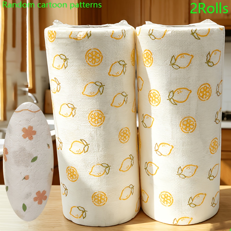 TEMU 2-roll Pack X - Extra Wide And Thick Dishcloths 120g/mÂ², Kitchen Paper Towels, Cleaning Paper Towels, Lazy Dishcloths, Dishwashing Paper Towels,