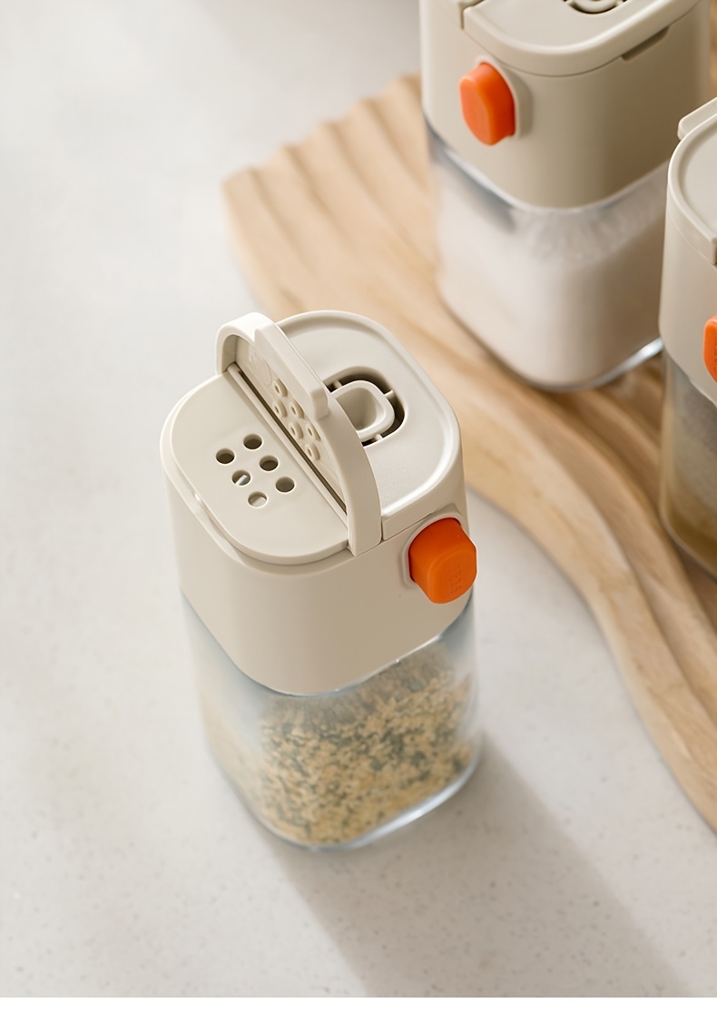 household quantitative salt bottle double mouth   control salt spray seasoning jar kitchen press type glass seasoning bottle salt jar Product details 2