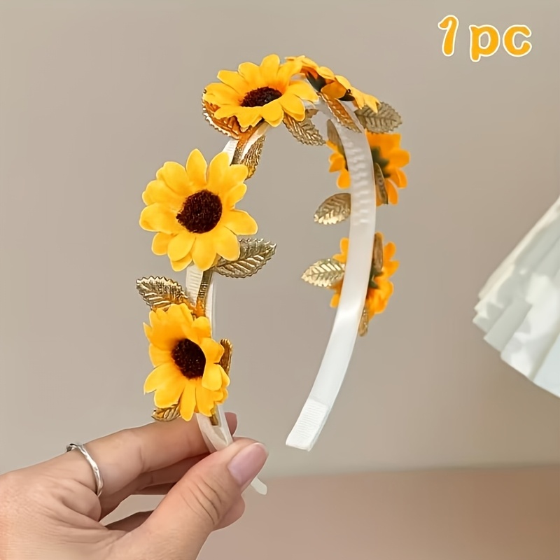 1 Sunflower Headband, Suitable For Thanksgiving, New Year, Night, Non-slip Hair Tie, Hair Accessory, Gift For, Daily Wear