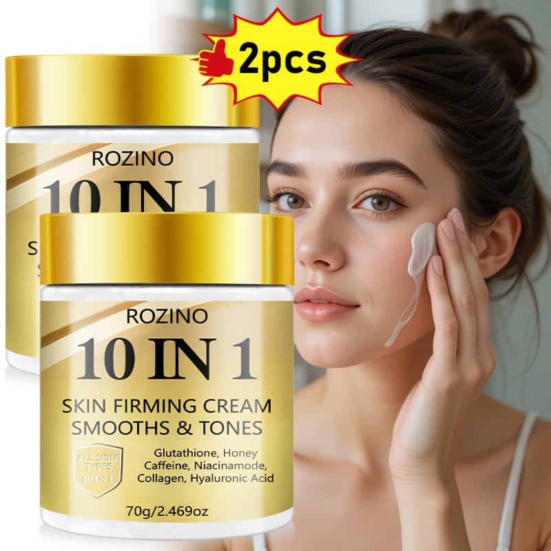 Image of 2pcs 10-in-1 Instant Cream, Collagen Face Cream, Firming And Smoothing Skin, Enhancing Elasticity For Types, Long-lasting Moisturizing, Dullness, , , Smooth, Soft, Delicate, Brightening Facial Skin