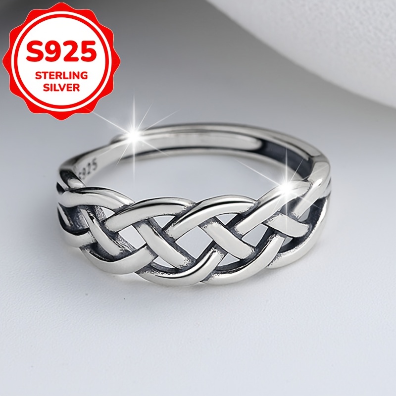 TEMU 1pc Women's Fashion Individual Ring S925 Pure Silver S925 Pure Silver Woven Ring Fashion Individual Sea Turtle Dolphin Starfish Ring Gift For