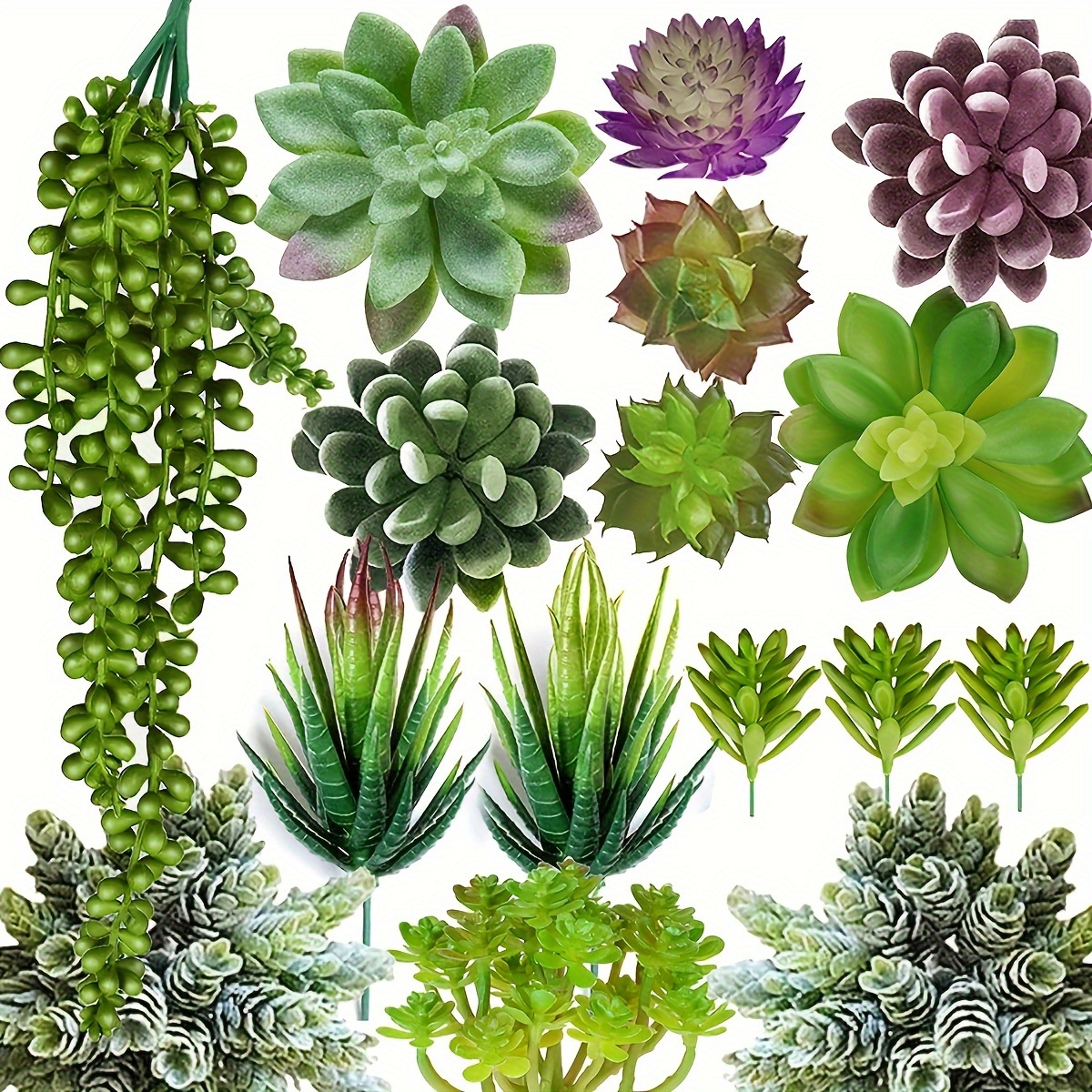 

16pcs/set, Artificial Succulent Plants - Faux Succulents Unpotted Fake Succulent Plants, Premium Crafting Diy Floral Decor For Home Garden Office Party