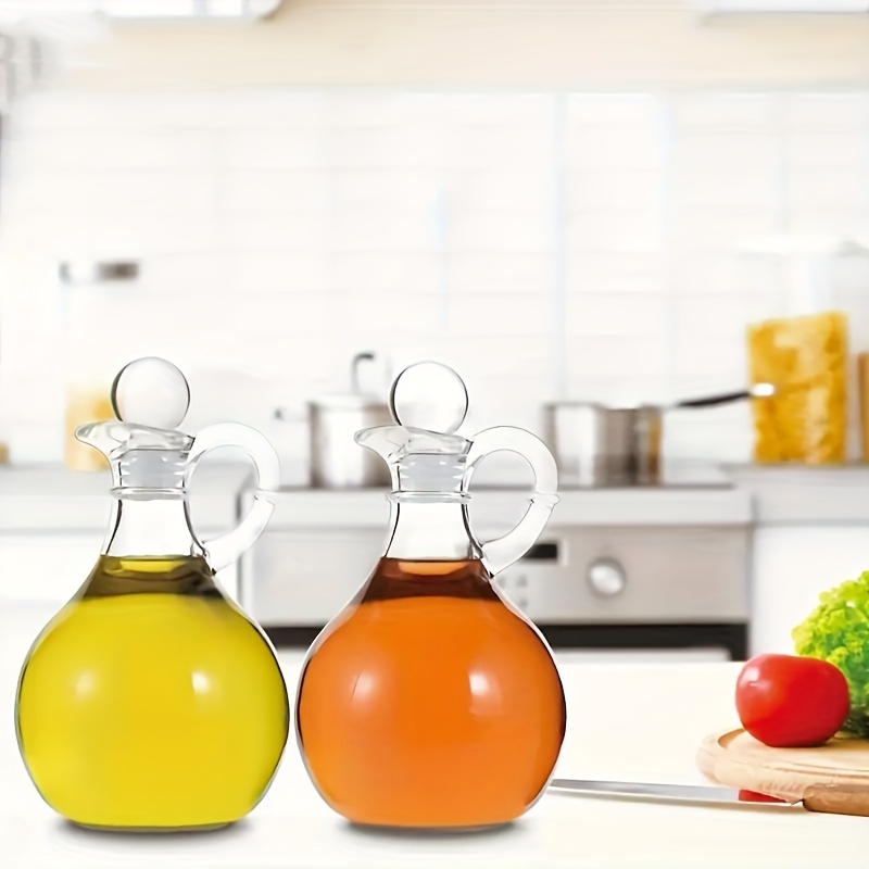 TEMU 1/2pcs Glass Oil And Vinegar Bottle, Glass Oil And Vinegar Dispenser With Sealing Stopper, Suitable For - Glass Condiment Container For Homemade