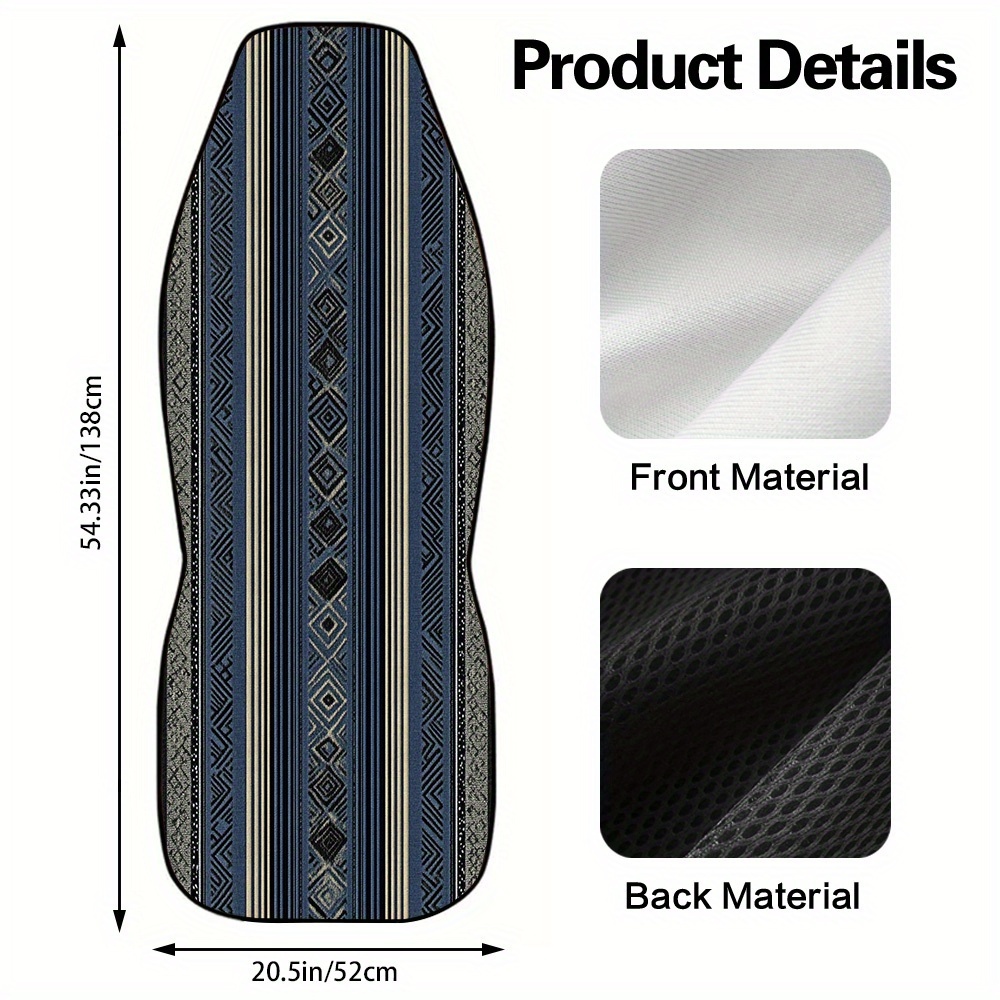 TEMU 2pcs Car Seat Covers Set, Geometric Tribal Stripes Print, Fashionable Vehicle Seat Covers. Fits Daily Gym Commutes & Weekend Mall Trips.