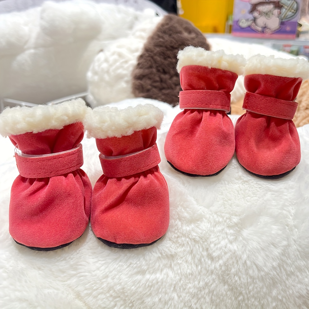 Winter Boots Pink Dog Shoes Pairs Puppy Snow Booties For Small