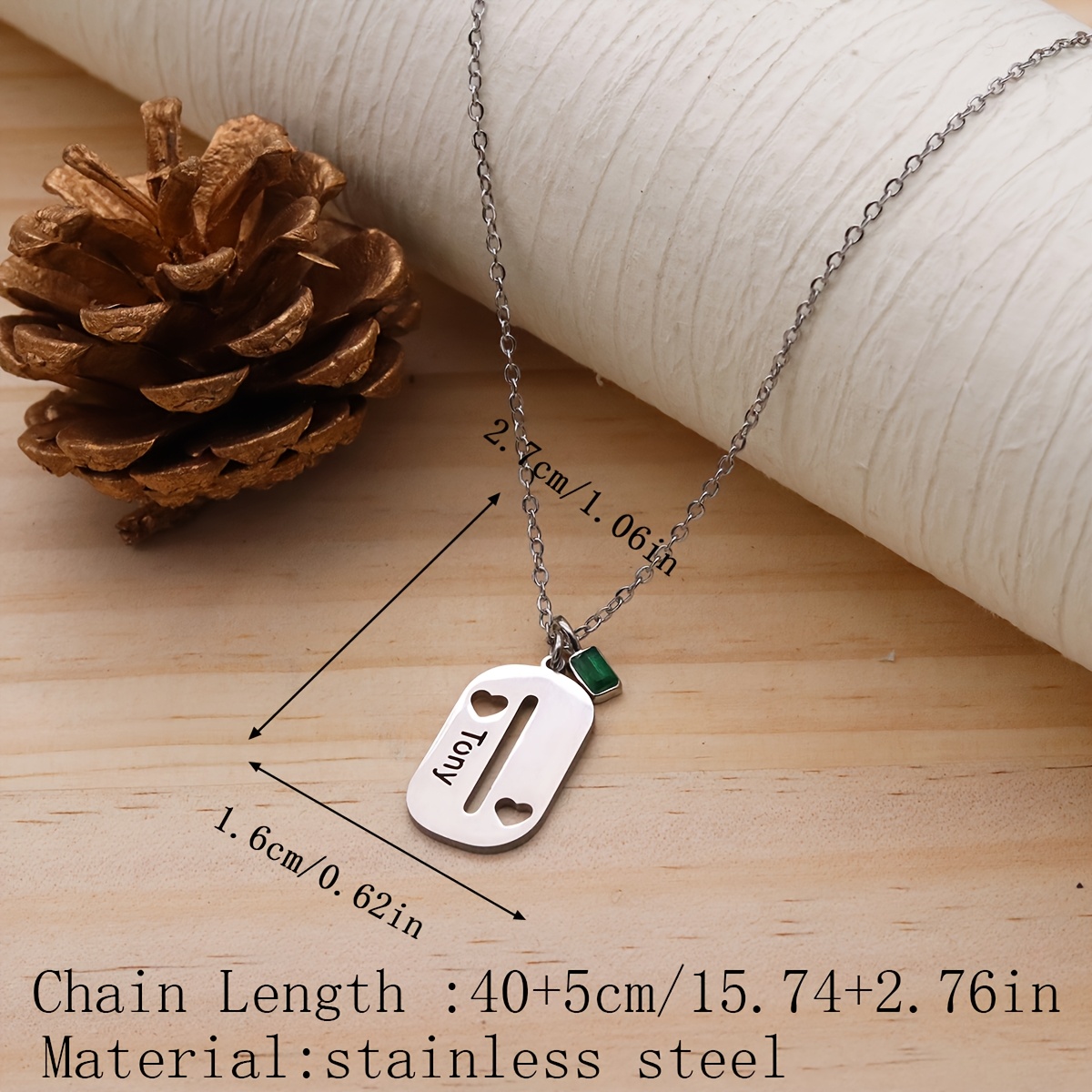 Custom Name Rectangular Nameplate Necklace, Personalized Gift